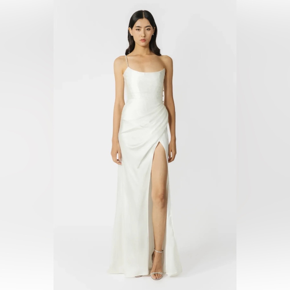 Sau Lee Pasha Satin Gown - white size 2